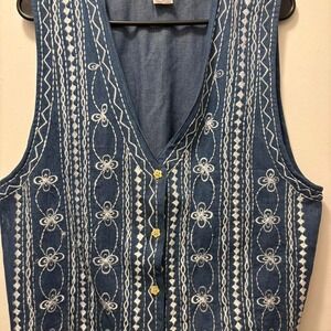 Navy and White embroidered vest
